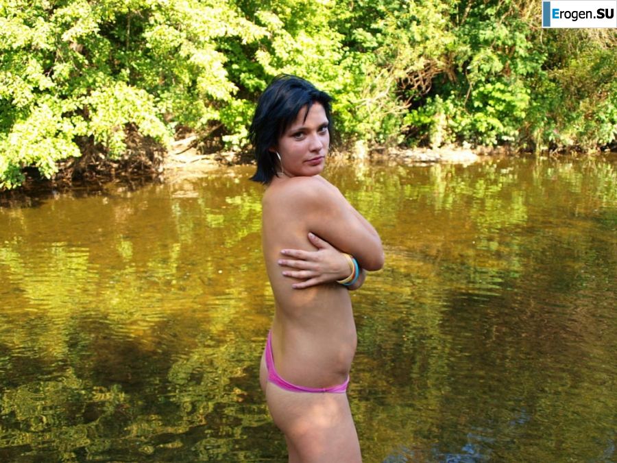 two girlfriends without bras by the river. Part 2. Slide 31