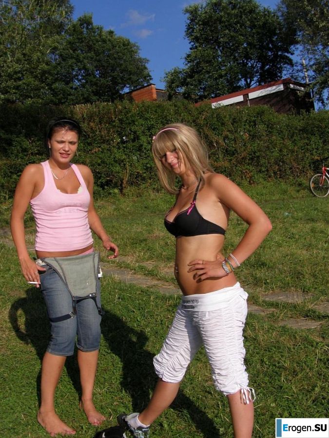 two girlfriends without bras by the river. Part 2. Slide 48