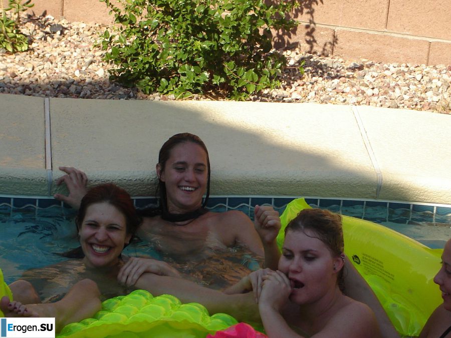 Slender girls light at a sex party by the pool. Slide 36
